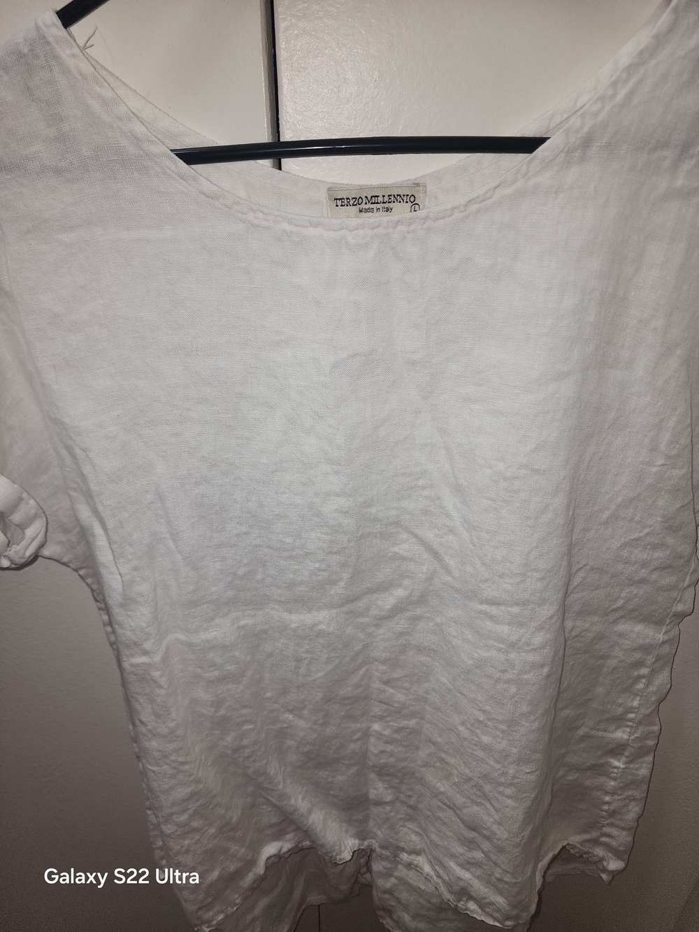 White Linen Short Sleeve Women's Tee - Picture 2 of 5